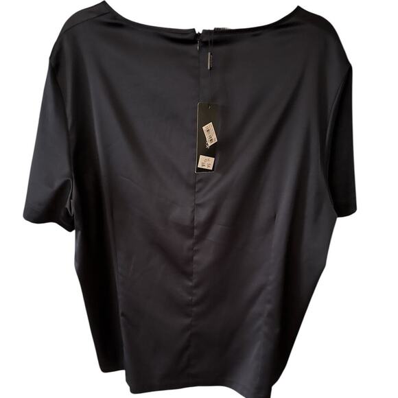 Basler Navy Blue Silky Blouse Size 18 Short Sleeve Capsule Minimalist NEW - Picture 2 of 7